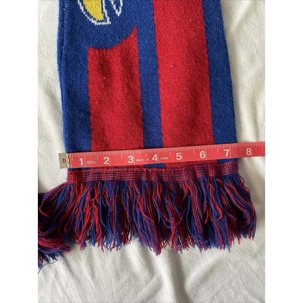 Kansas Jayhawks Knit Scarf Blue & Red With Fringes 57